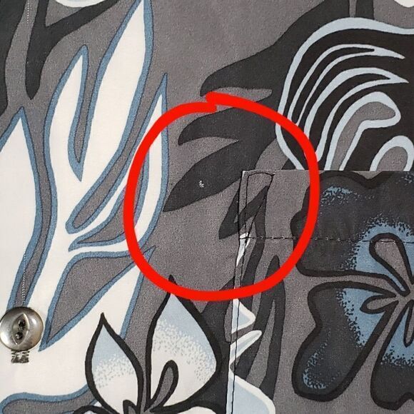 North Shore Surf Mens Large Button Up Hawaiian Shirt Nylon Gray White Blue USA - Picture 9 of 9